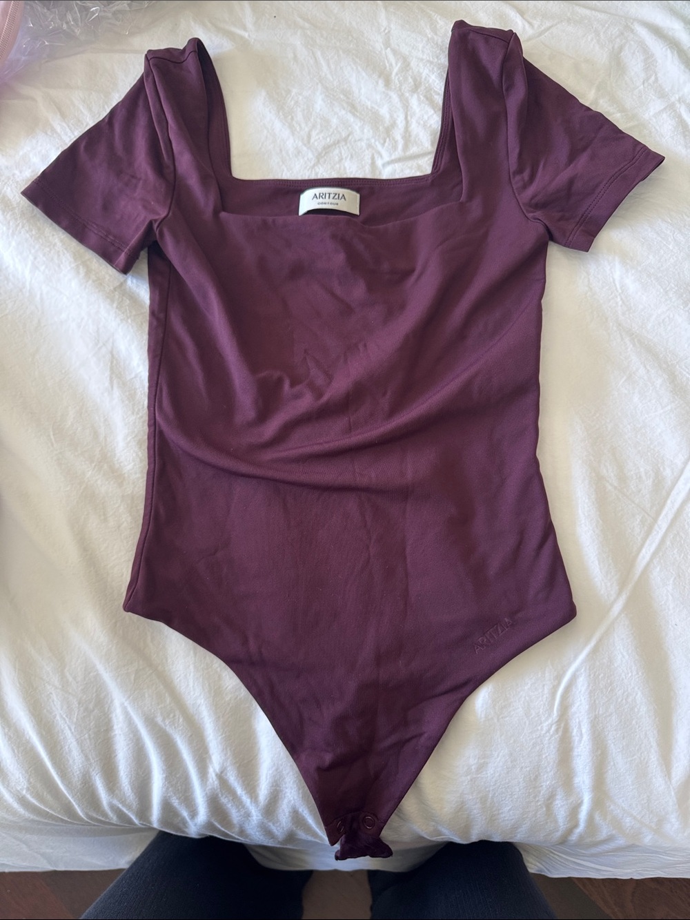 Aritzia Square Neck One-Piece in Plum